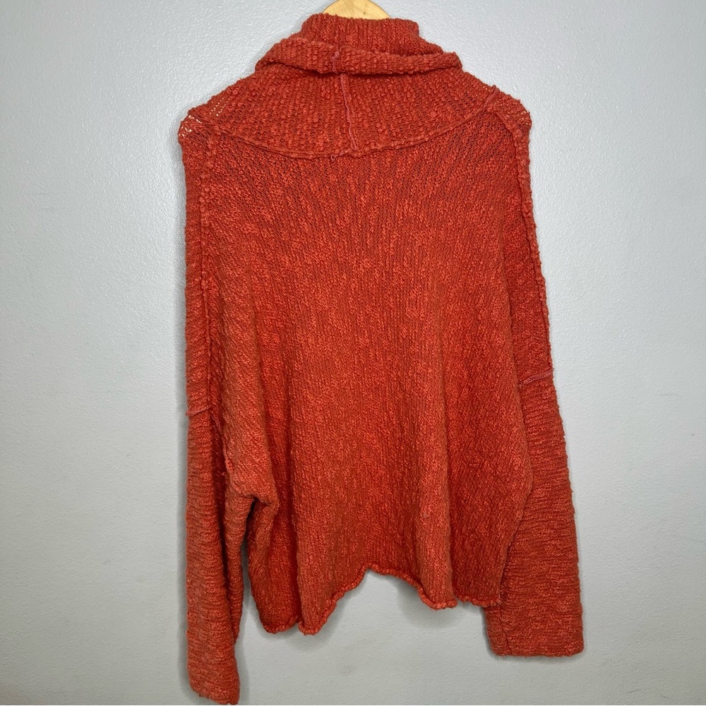 Free People Big Easy Cown Neck Pullover Coral Pink Sweater Boho Beach Lounge - L - Picture 4 of 9